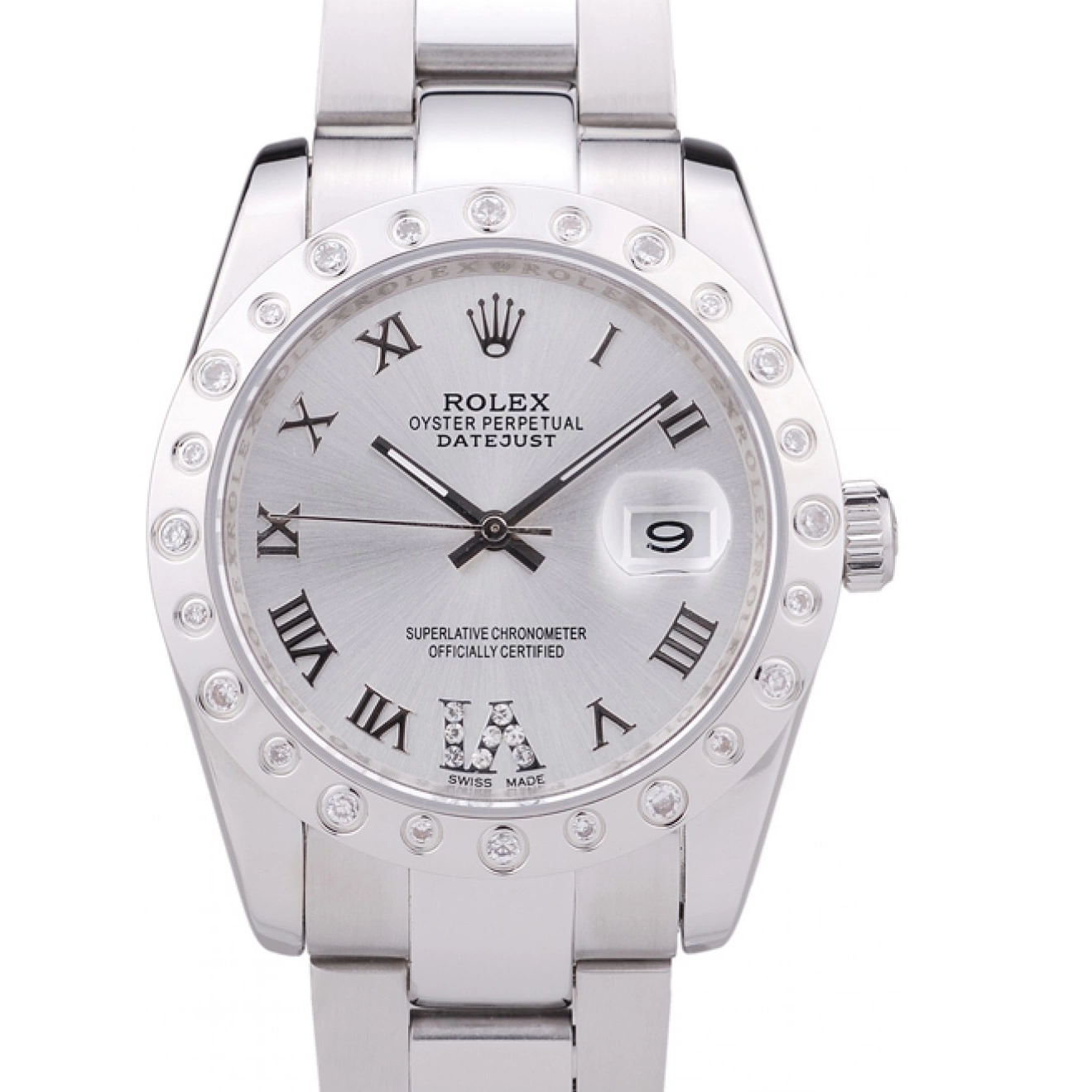 Good Copy Rolex Watches Datejust Dial Rolex Diamond Bezel 7468 Silver 0516